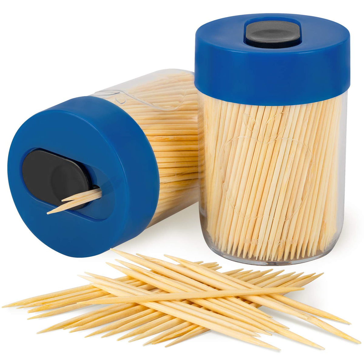 Sturdy Toothpick Holder with 800 Natural Toothpicks Wooden 2Pack Green