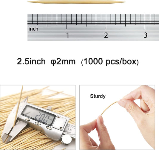 BLUE TOP Wood Bamboo Individually Cello Wrapped Toothpicks 2.5Inch Pack 1000 High-class Appetizer Picks Sturdy Food Pick for Appetizers Cocktails Fruit Olive picks.