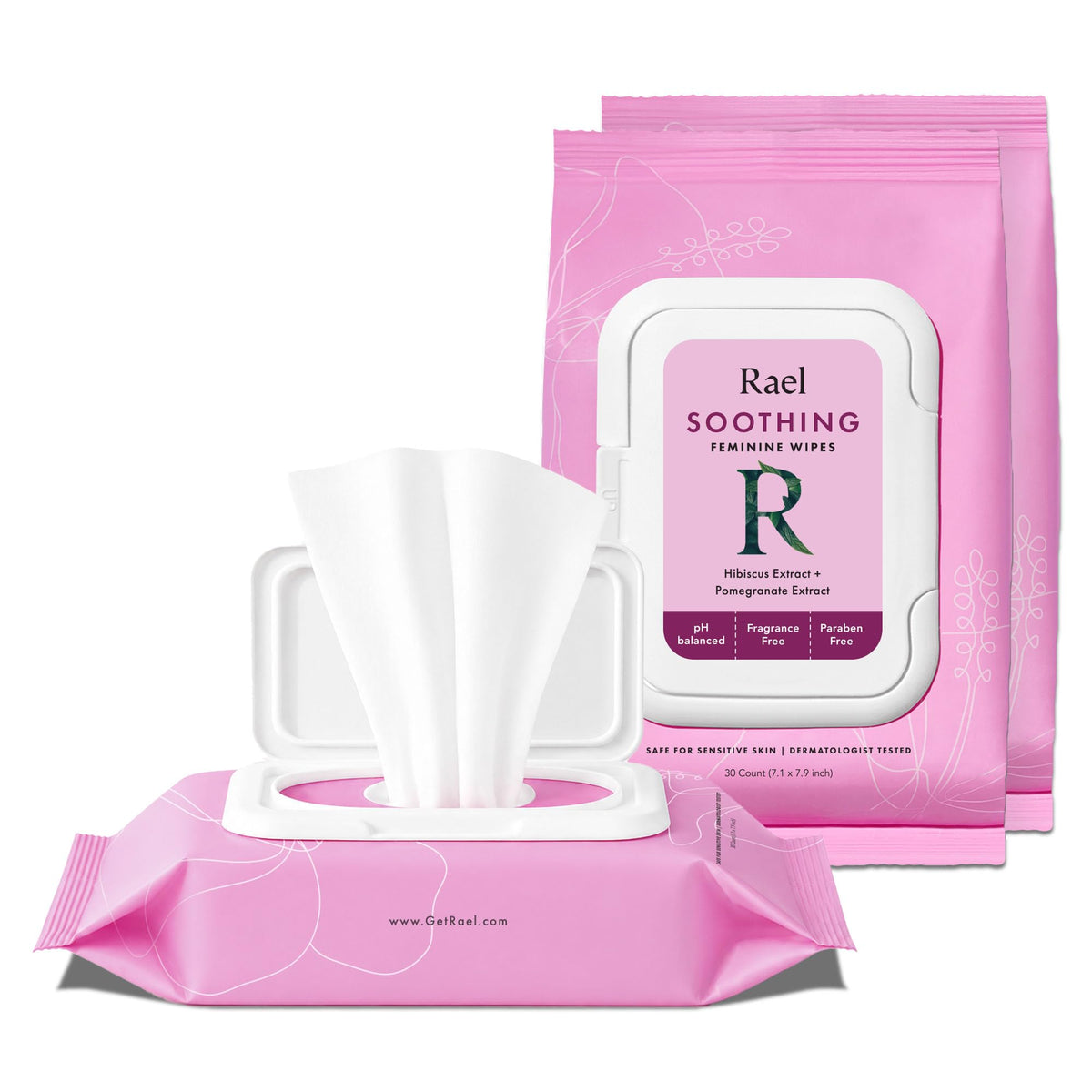 Rael Gentle Feminine Wipes, Intimate Care with pH Level, Flushable (40 Ct)