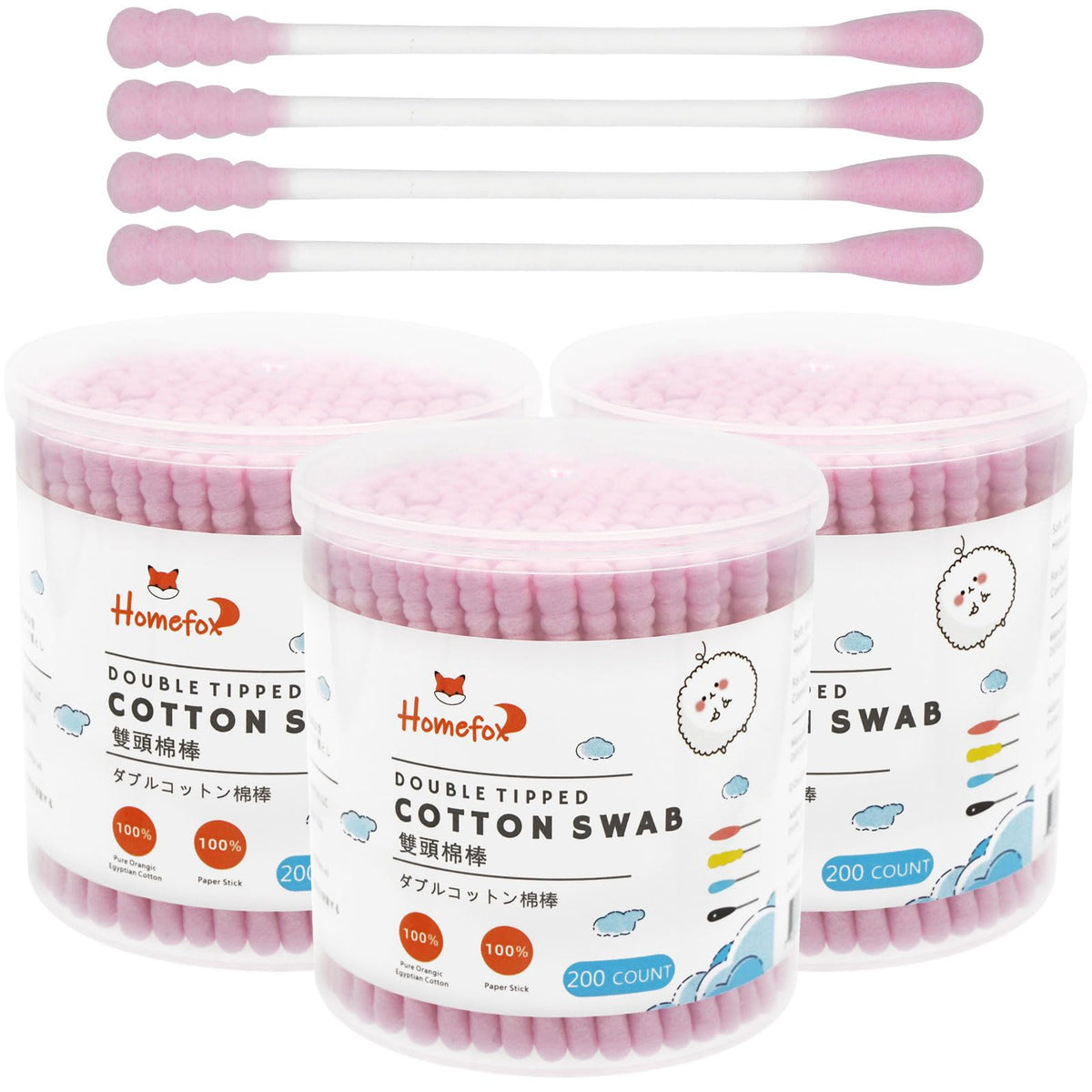 Cotton Swabs Spiral - 600 Count Organic Cotton Buds Double Side Tightly Wrapped Cotton Tips Paper Stick Soft Gentle Lint-Free Cruelty-Free, Round & Spiral (White)