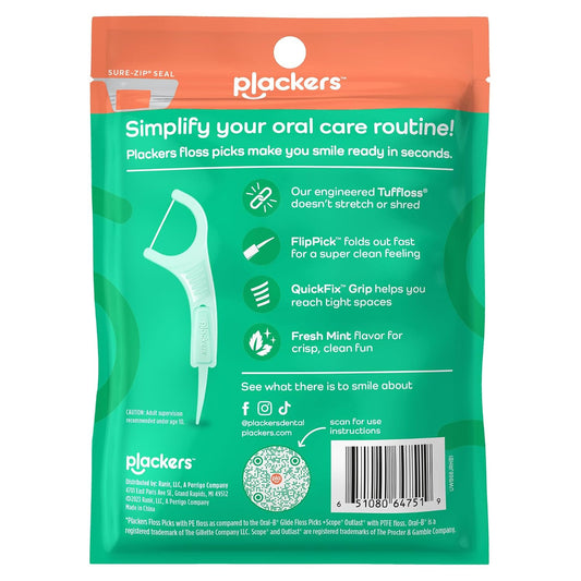 Plackers Micro Line Floss Picks, Mint, 36 Count