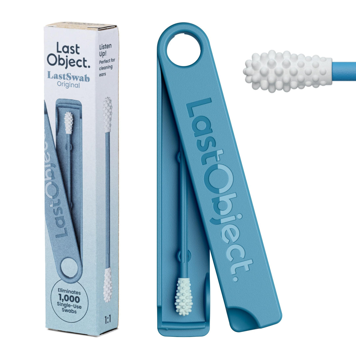 LastSwab® Reusable Cotton Swabs & Reusable Q-Tips - Washable Silicone Ear Swabs, Ear Cleaner & Wax Removal Tool - Eco-Friendly Zero Waste Single-Use Qtips Alternative - Travel Case Holder - Turquoise