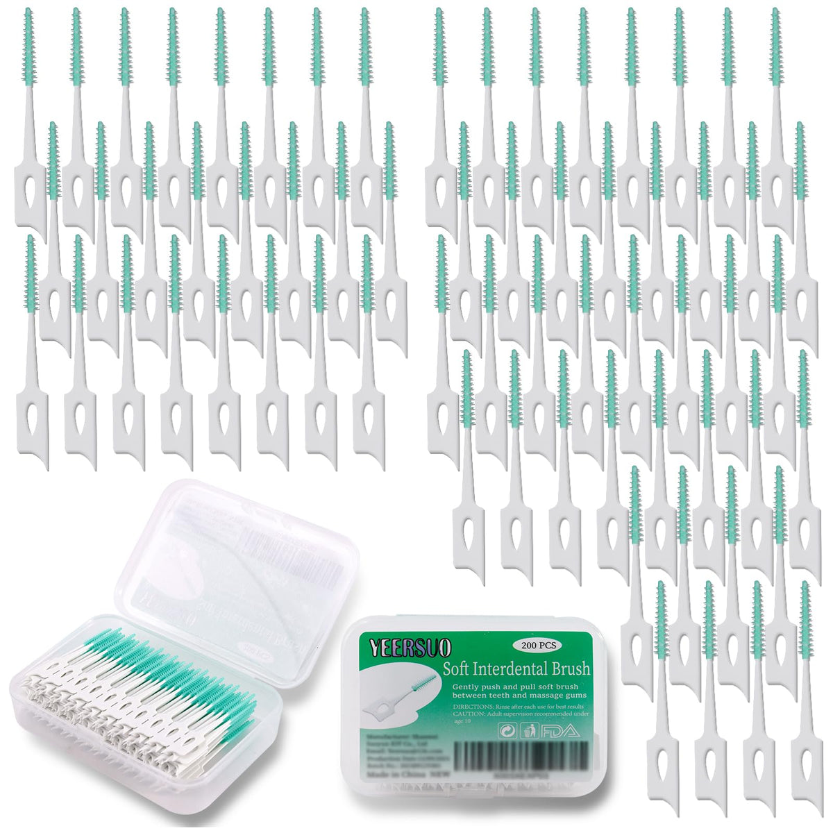 300PCS Soft Toothpick, Dental Floss Picks for Teeth Cleaning, Green