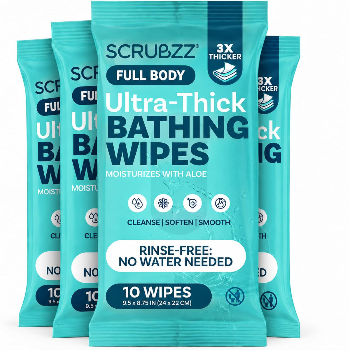 Body Wipes for Adults Bathing No Rinse - Shower Wipes for Men & Women