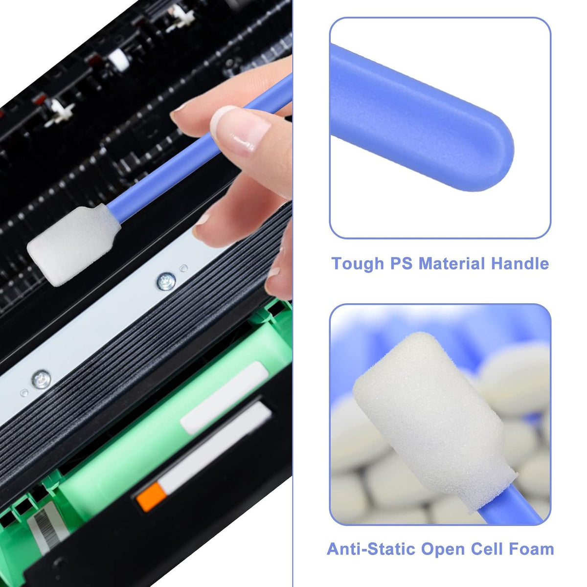 200pcs 5.11" Square Rectangle Foam Cleaning Swab Sticks (Blue)