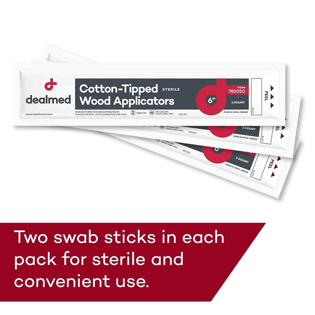 Dealmed 6 in Sterile Cotton-Tipped Applicators - 200 Count