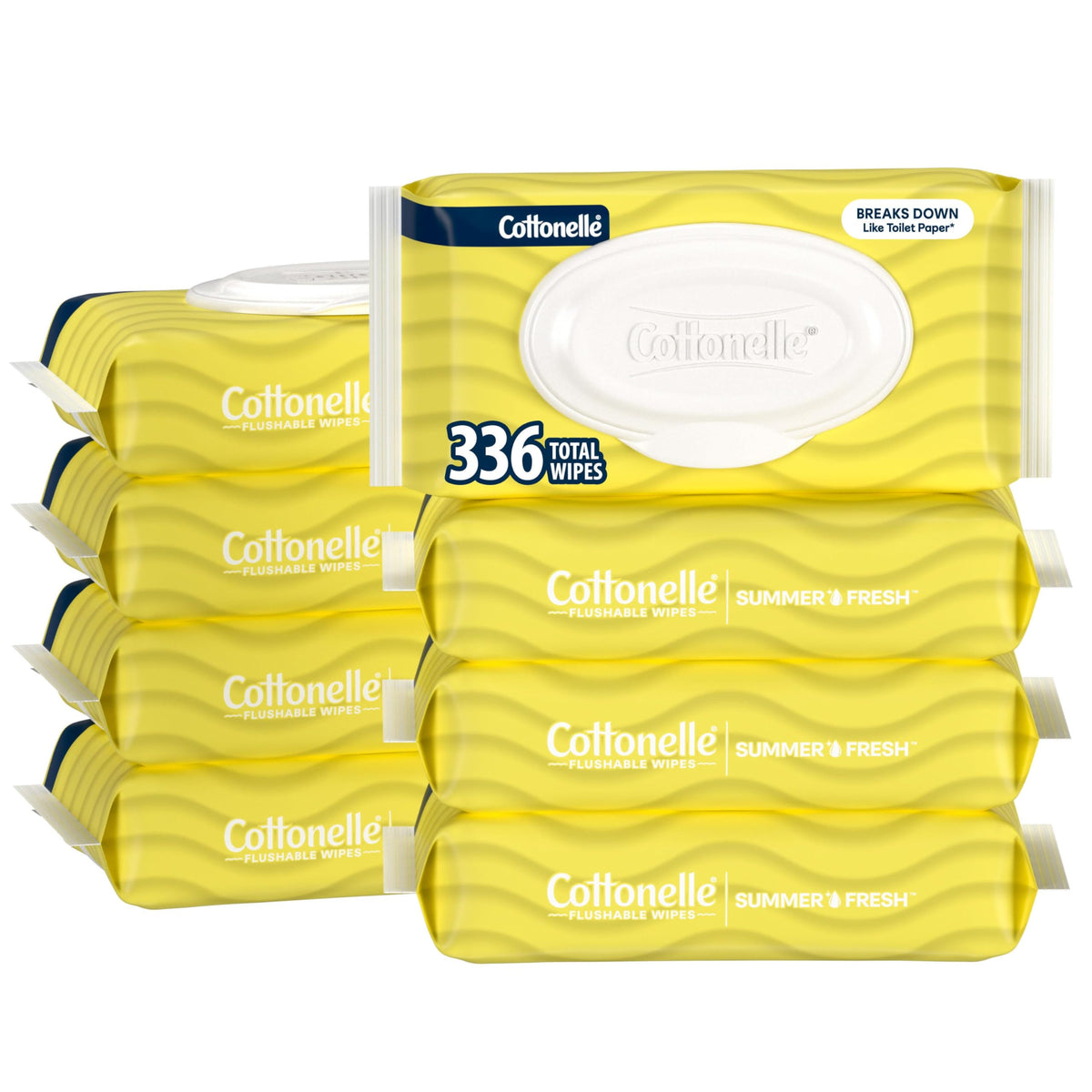 Cottonelle Fragrance Free Flushable Wipes, 8 Packs, 42 Wipes per Pack