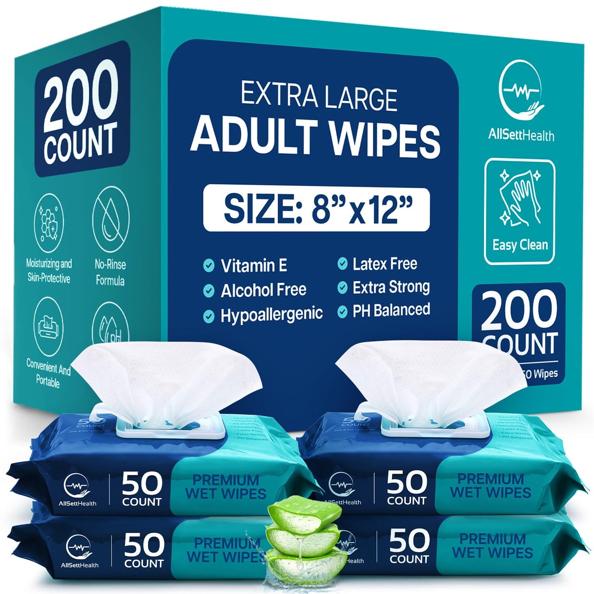 Body Wipes for Adults Bathing No Rinse - (400 Ct) - Adult Wipes for Elderly