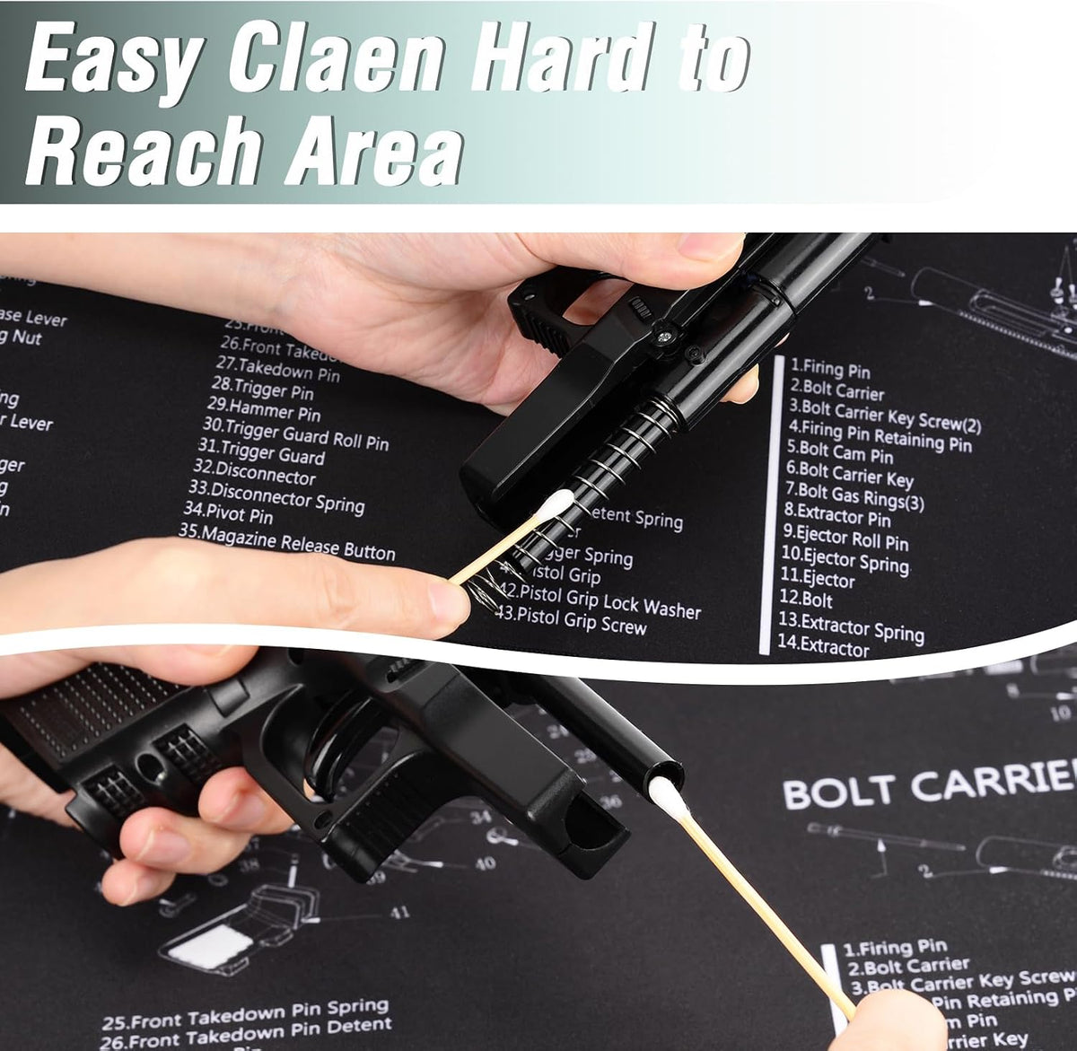 BOOSTEADY 6 Inch Cotton Gun Cleaning Swabs with Bamboo Handle(Choose Your Tip)