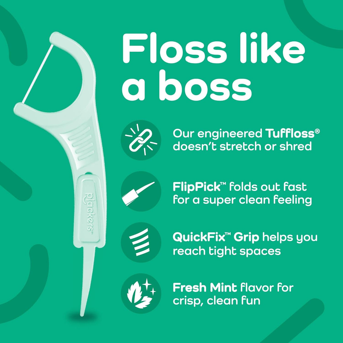 Plackers Micro Line Floss Picks, Fresh Mint, 150 Count, Pack of 4