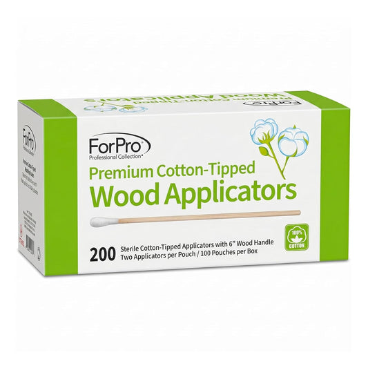 ForPro Premium Cotton-Tipped Wood Applicators, 200ct