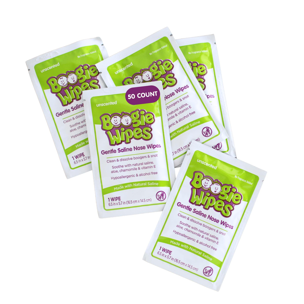 Boogie Wipes Gentle Saline Nose Wipes - 180 Count