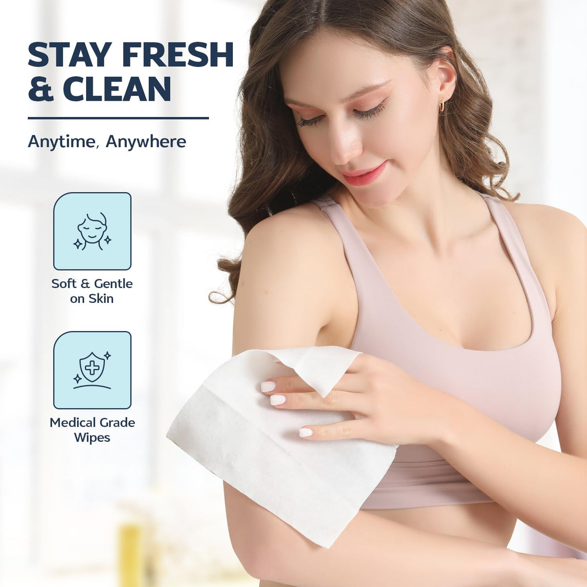 60 XL Shower Wipes - Body Wipes for Adults Bathing No Rinse for Women & Men