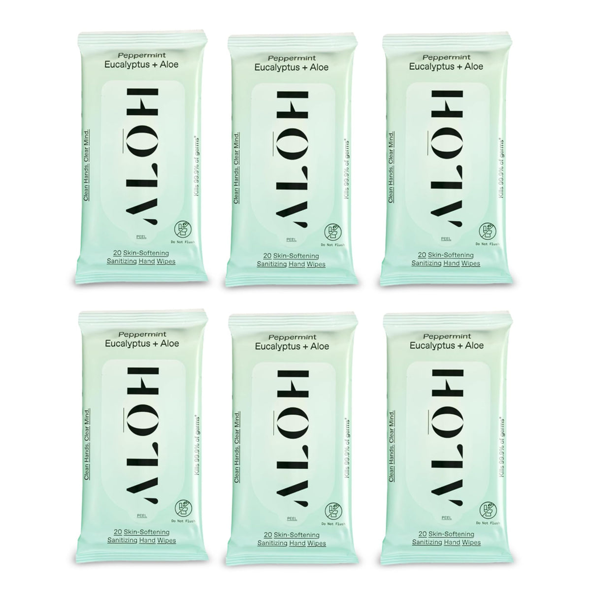 ALŌH Peppermint Eucalyptus + Aloe Hand Sanitizer Wipes, Travel Size