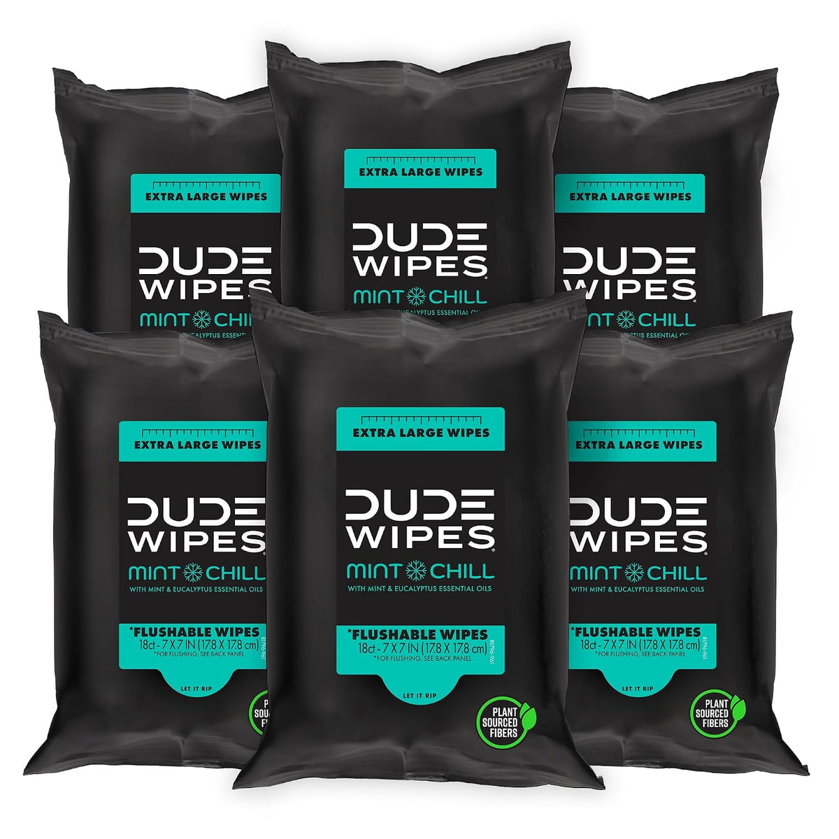DUDE Wipes Mint Chill Adult Flushable Travel Wipes, Camping, 108 Count