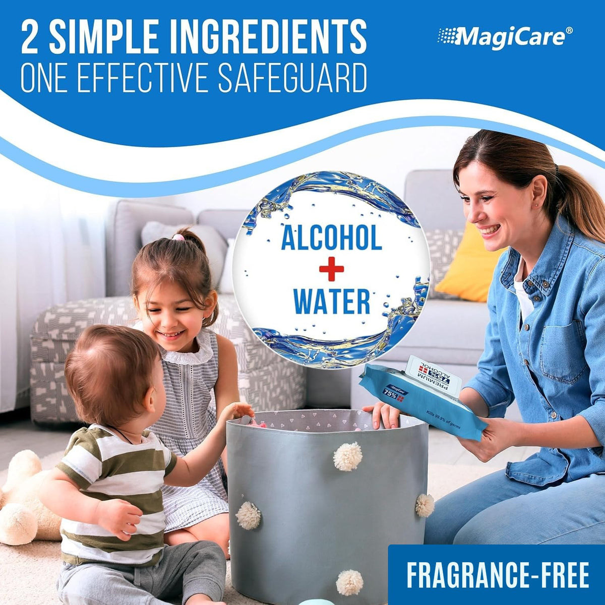 MagiCare 75% Large Alcohol Wipes (4-80ct pks, 320ct), Hand Sanitizer Wipes