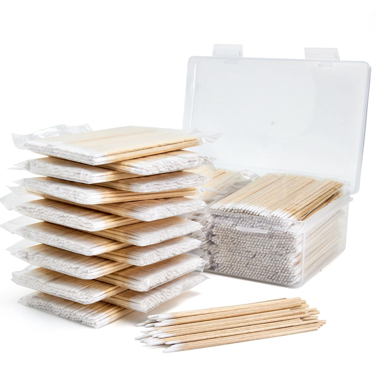 Bcowos 4" Pointed Cotton Swabs with Storage Case, Precision Tips, 800Count