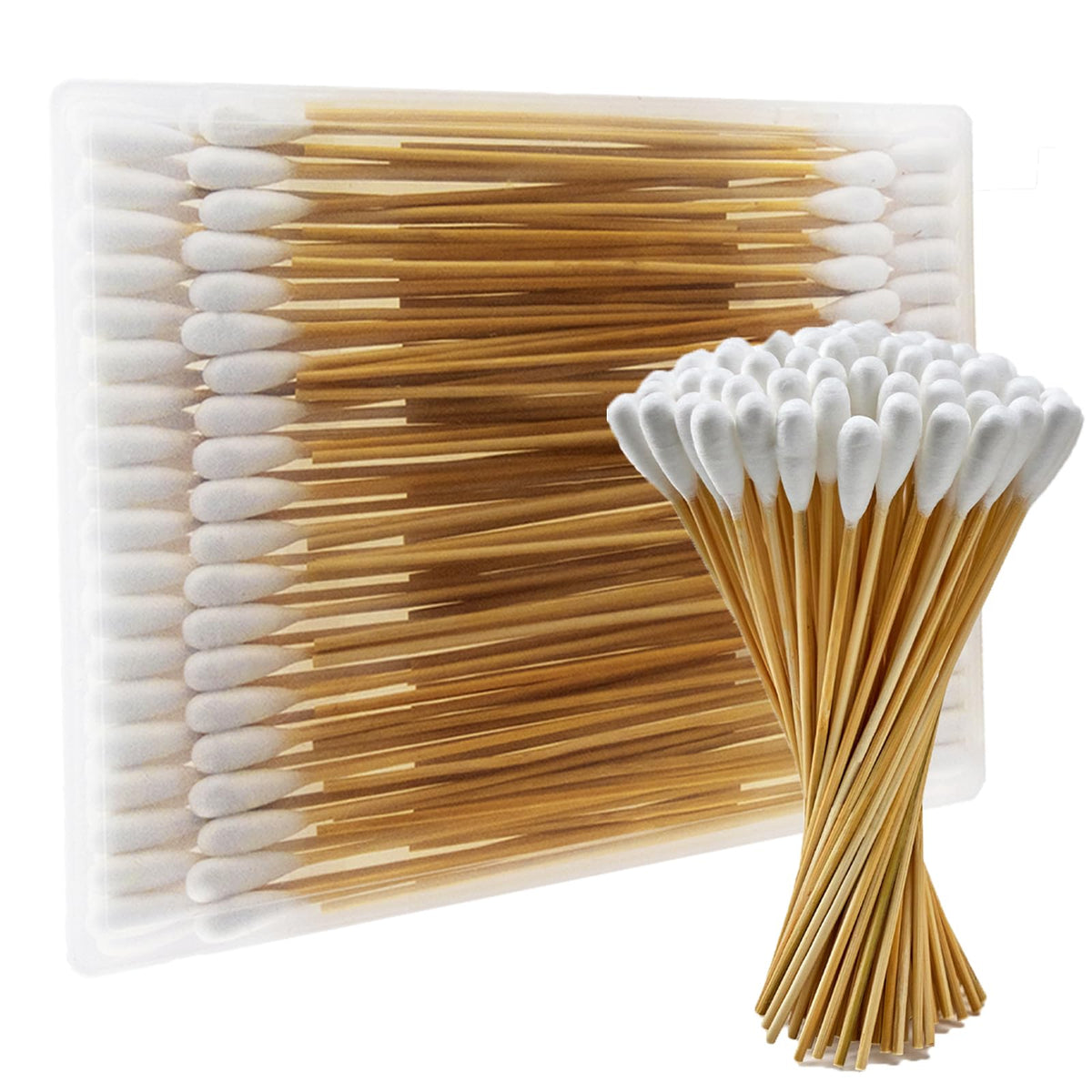 200PCS Large Cotton Swabs in Storage Box, 6 Inch Dog Ear Swabs