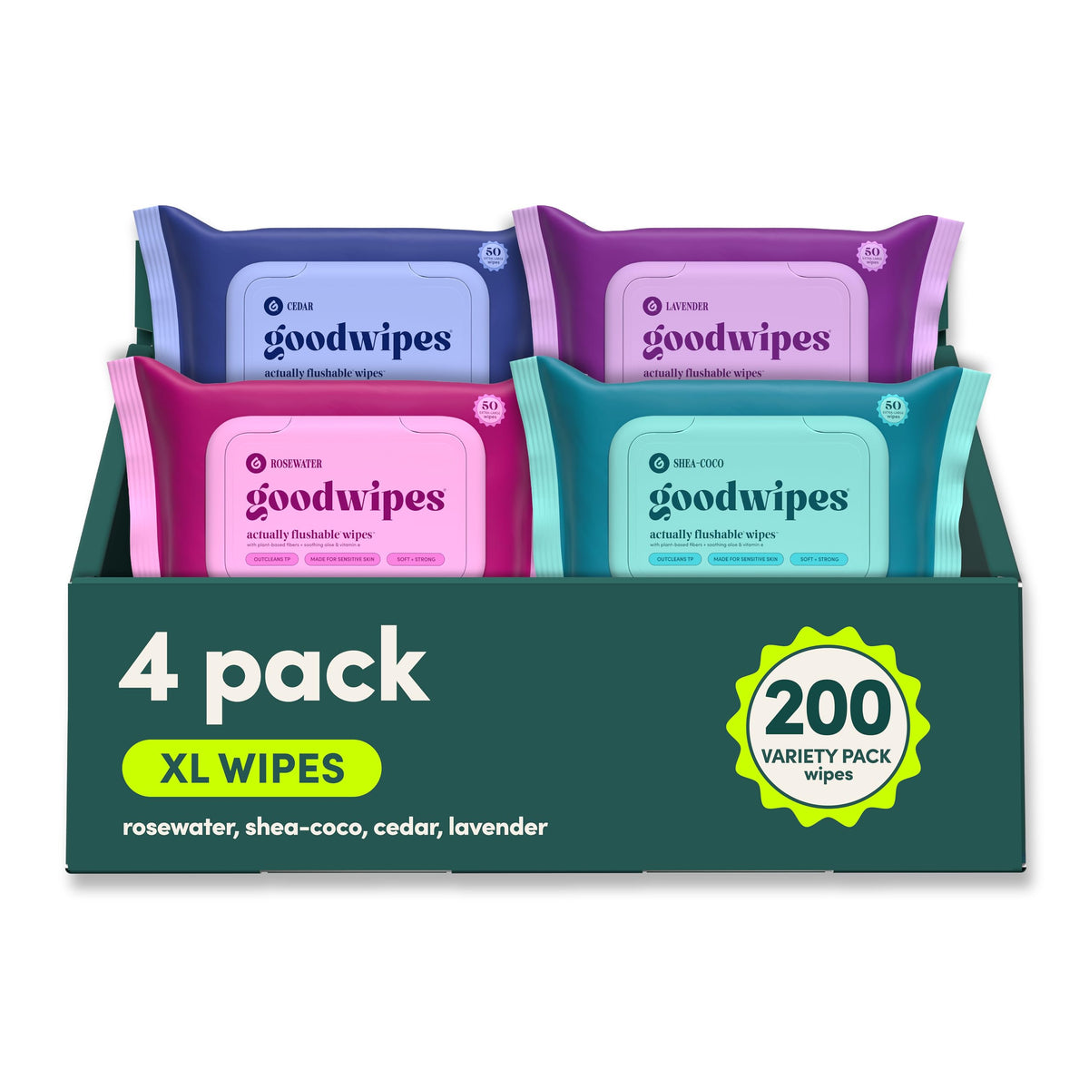goodwipes Flushable Wipes - Rosewater, 153 Wipes (3 Pack + 3 Singles)
