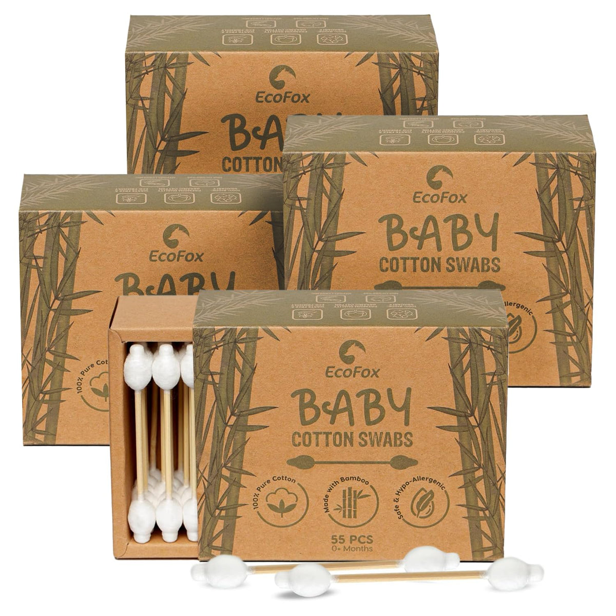 Bamboo Cotton Swabs 200 Count | Eco-Friendly & Pure Cotton Buds | Double Tipped Sticks | 100% Plant-Based & Natural | Perfect for Makeup & Nail Applications, Arts & Crafts, Removing Dust & Dirt…