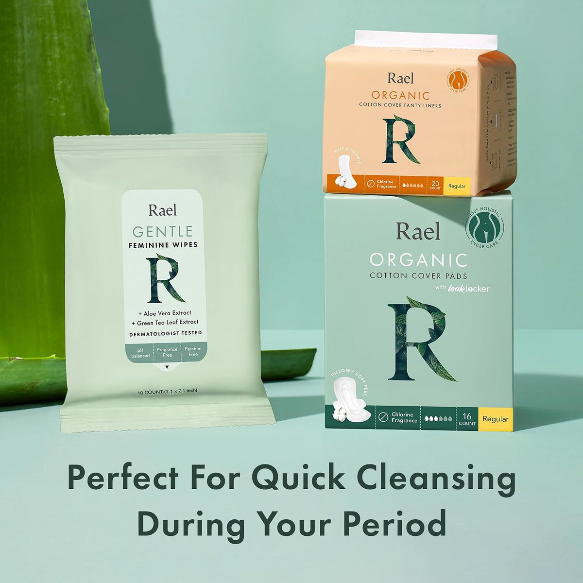 Rael Gentle Feminine Wipes, Intimate Care with pH Level, Flushable (40 Ct)
