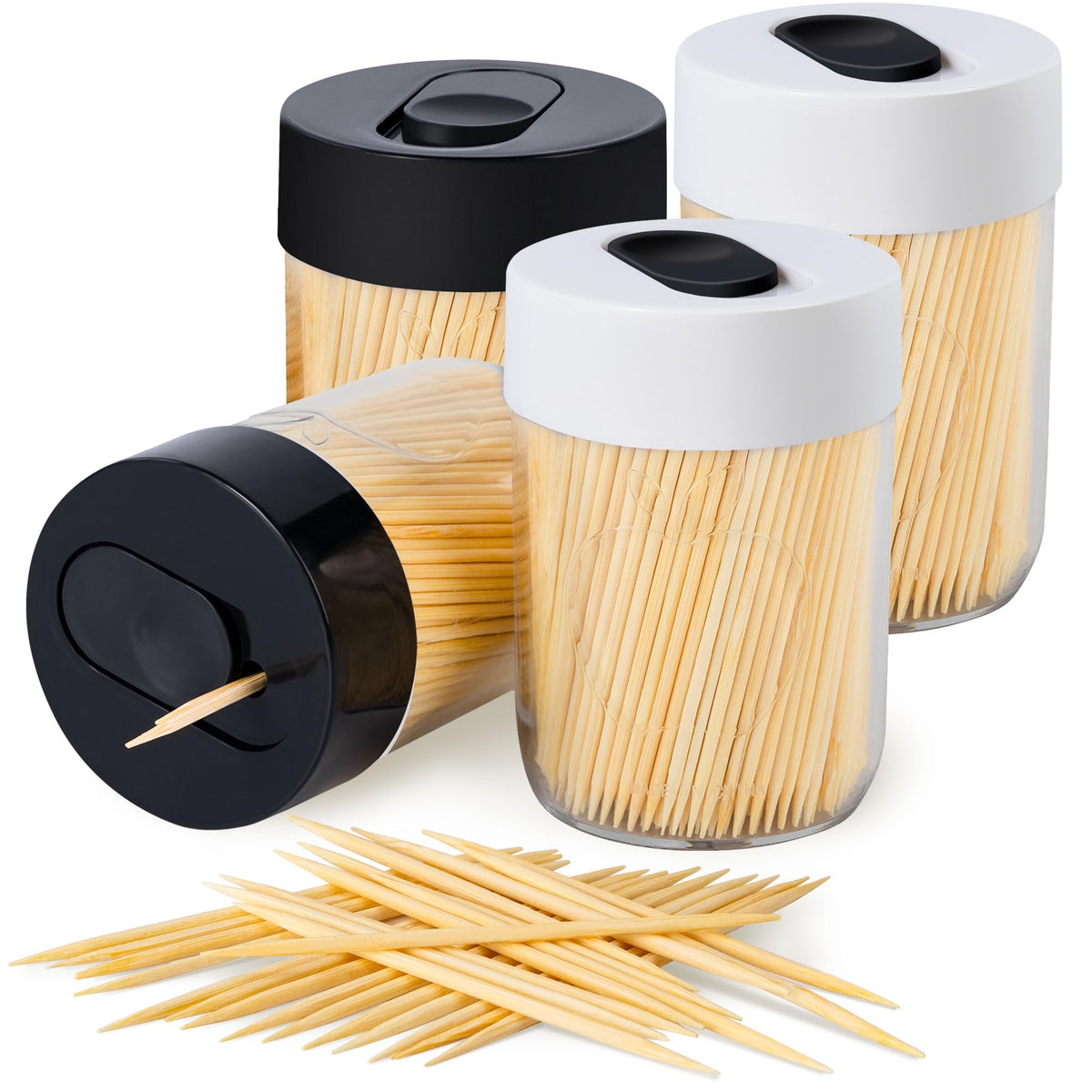 Sturdy Toothpick Holder with 800 Natural Toothpicks Wooden 2Pack Green