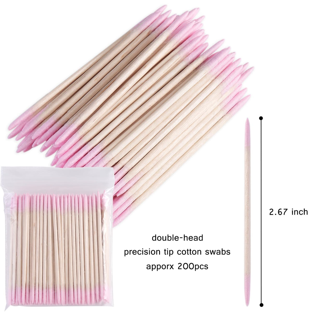 200pcs Pointed Tip Cotton Swabs with Wooden Sticks