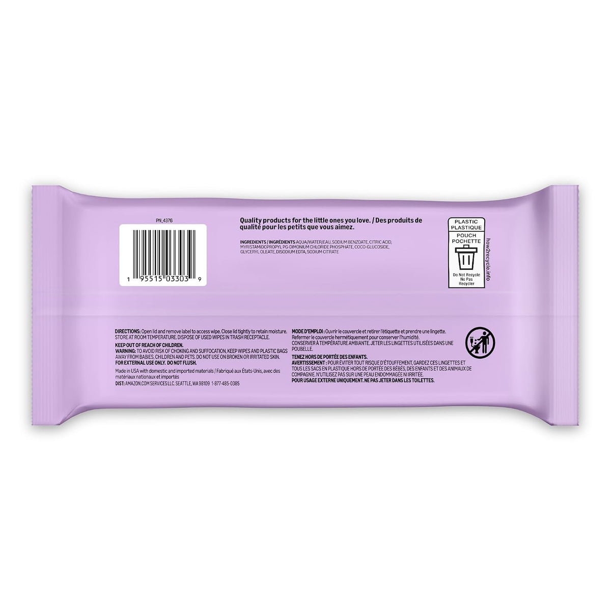 Amazon Basics Baby Wipes, Sensitive, 810 Count, Flip-Top Packs, Pack of 9 (Previously Amazon Elements)