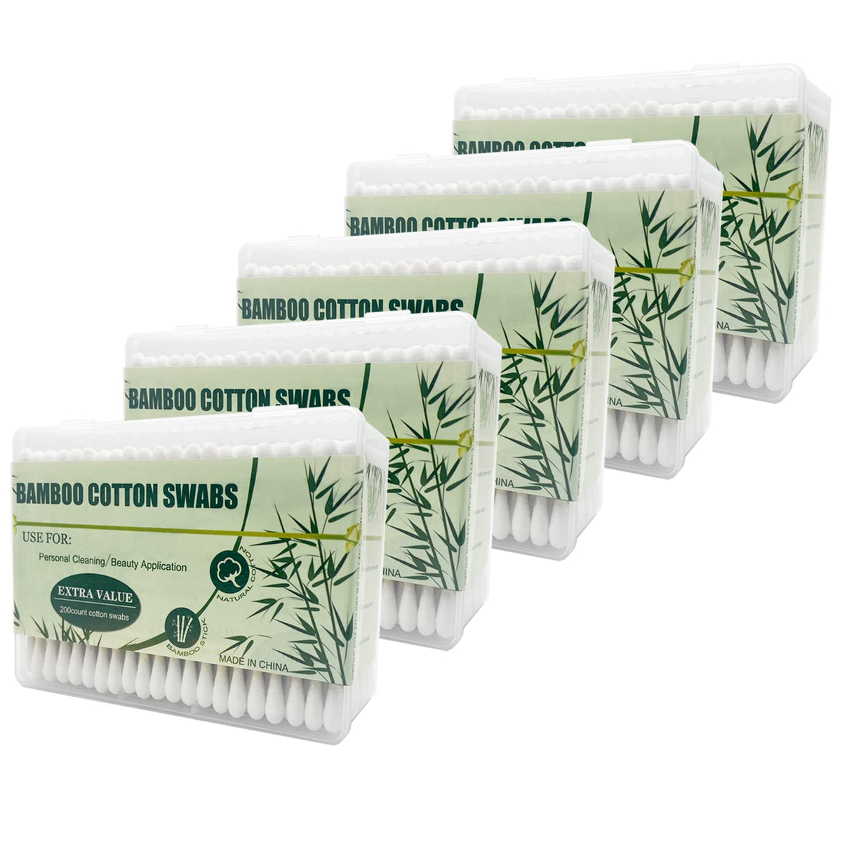 900pcs Bamboo Cotton Swabs, Biodegradable Wooden Cotton Buds