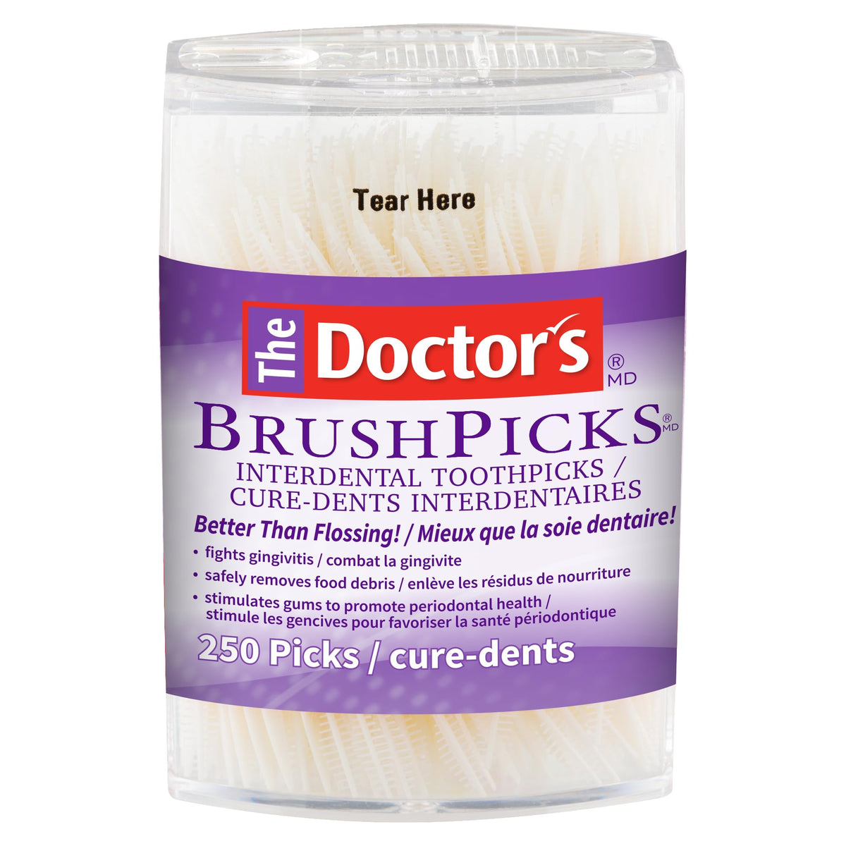 The Doctor's BrushPicks Interdental Toothpicks | 120-Picks per pack | (6-Pack)