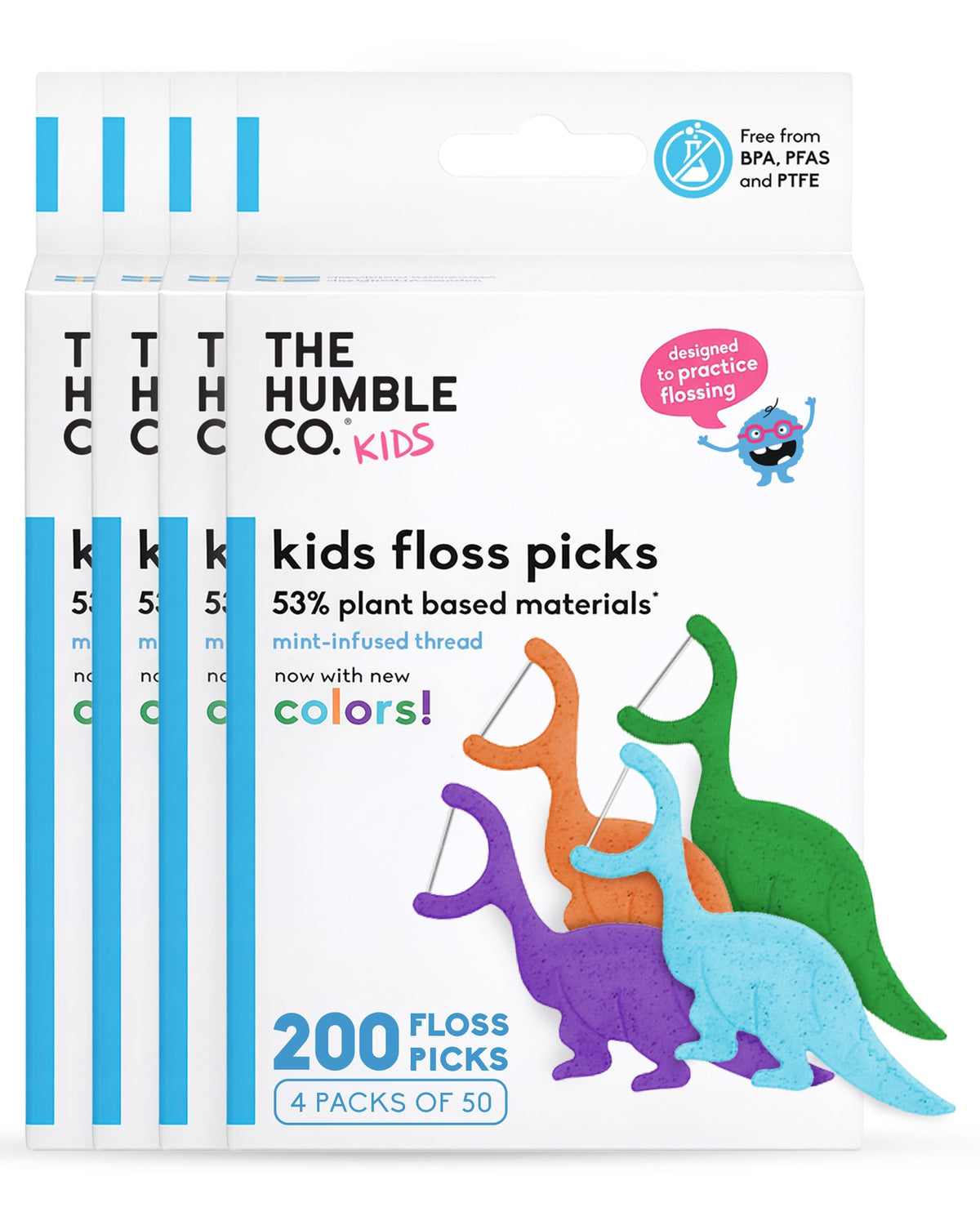 The Humble Co. Dental Floss Picks, Double Thread, Mint (200 Count)