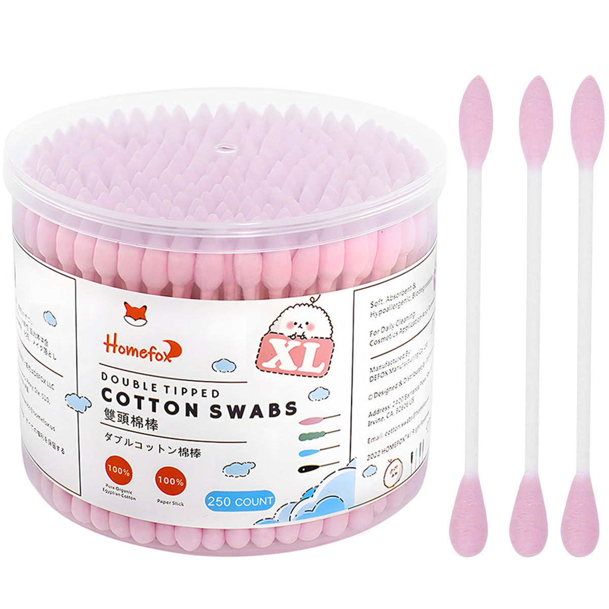 Cotton Swabs Precision Pointed - 400 Count Pointy Organic Cotton Buds Double Side Tightly Wrapped Cotton Tips Paper Stick Soft Gentle Lint-Free Cruelty-Free, Pointy & Round (White)