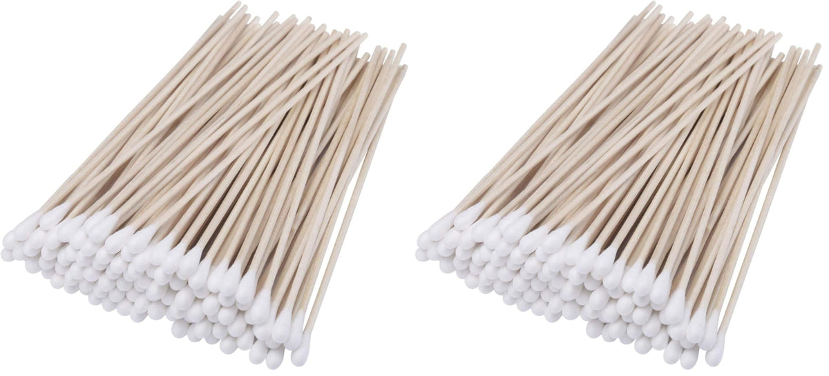 6" Cotton Swabs Wooden Handles Cotton Tipped Applicator Wood Sticks with Single Tip for Gun Cleaning, Wound Clean, Makeup, Removal Residue Tbestmax (500)