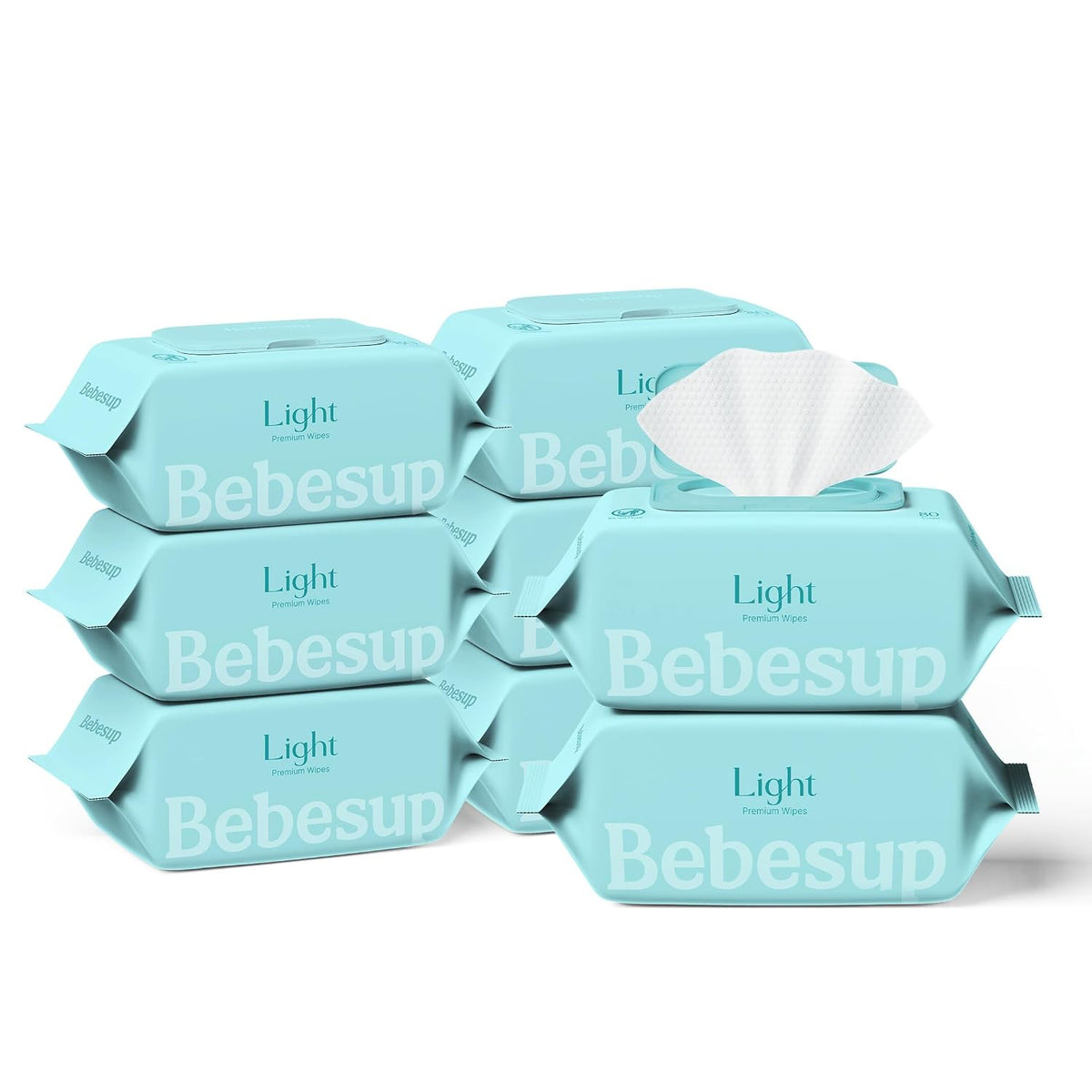 BEBESUP- Korea's #1 Light Baby Wipes - Safe even for Atopic Skin Hypoallergenic Water-Based Unscented Alcohol & Paraben-Free Organic Flip-Top Plant Based Organic Baby Wipes (640 Count 8 Packs)