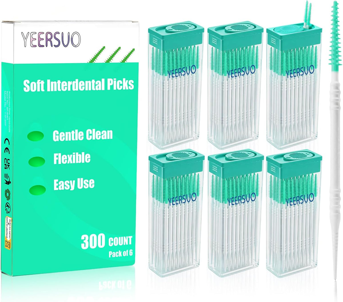 Dental Floss Picks, 300 Count of Toothpicks, Dental Picks of Green