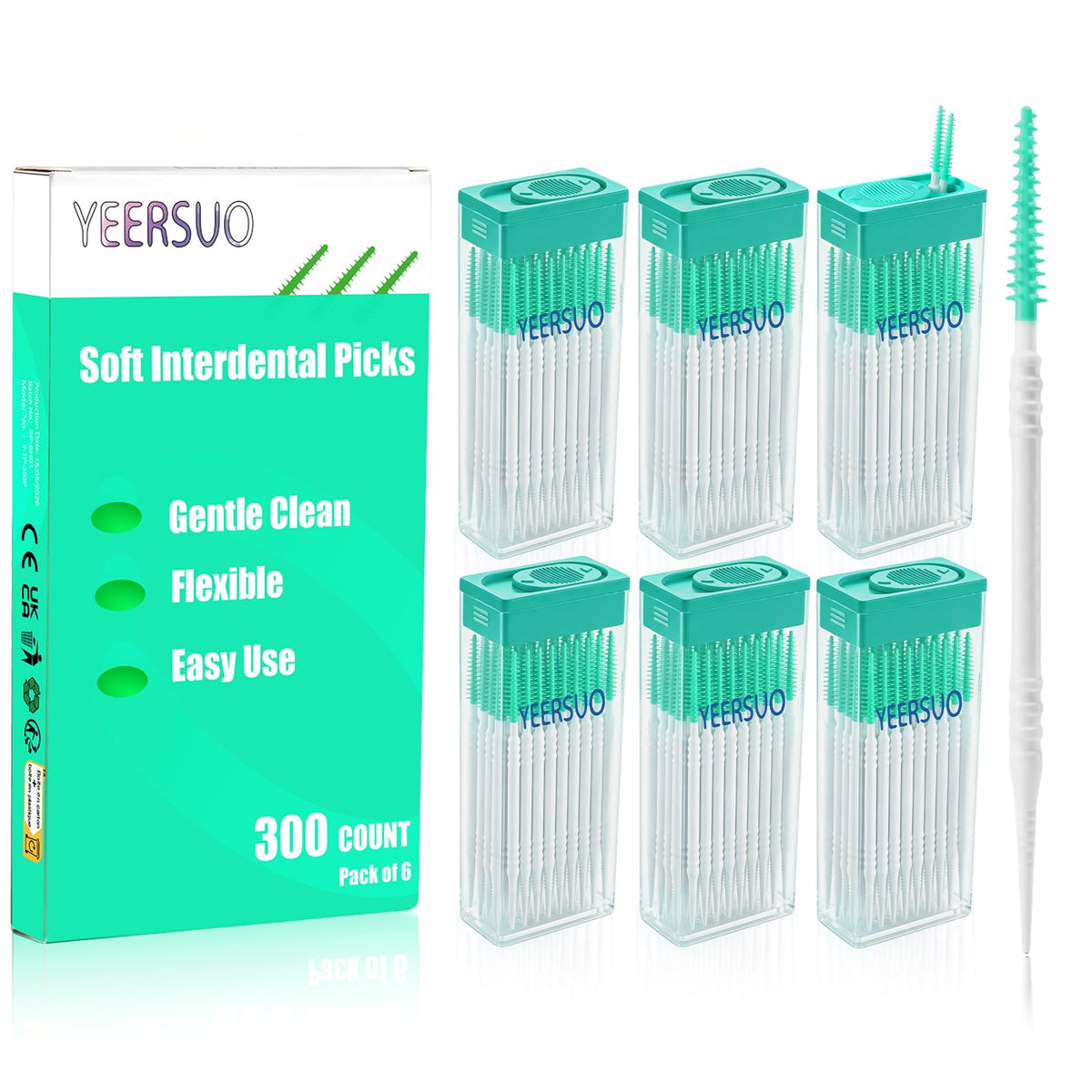 Dental Floss Picks, 300 Count of Toothpicks, Dental Picks of Green