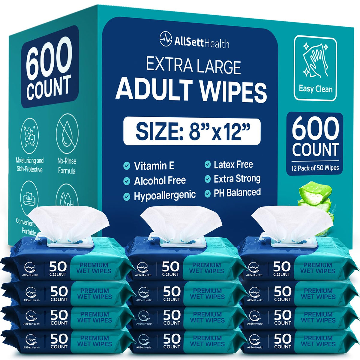 Body Wipes for Adults Bathing No Rinse - (400 Ct) - Adult Wipes for Elderly
