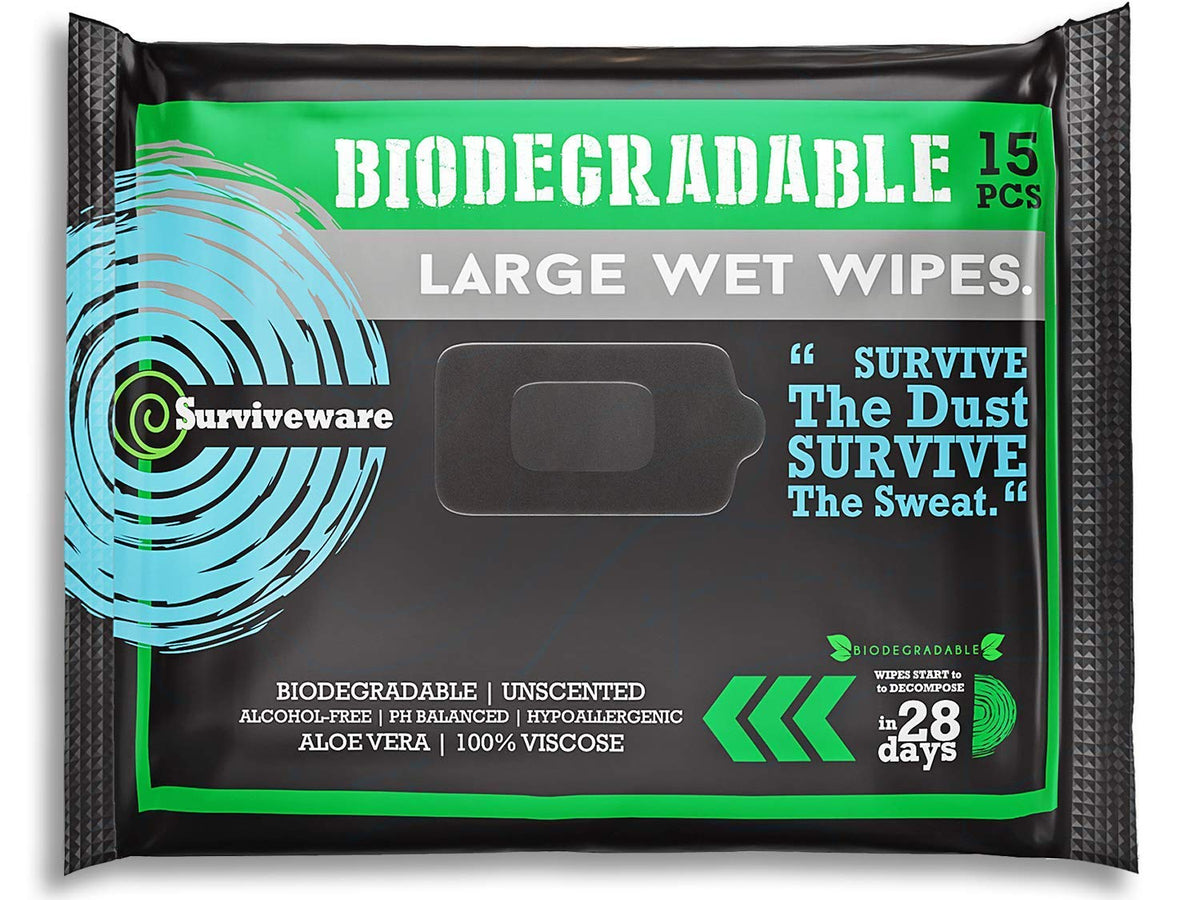 Surviveware Biodegradable Wipes for Men or Women