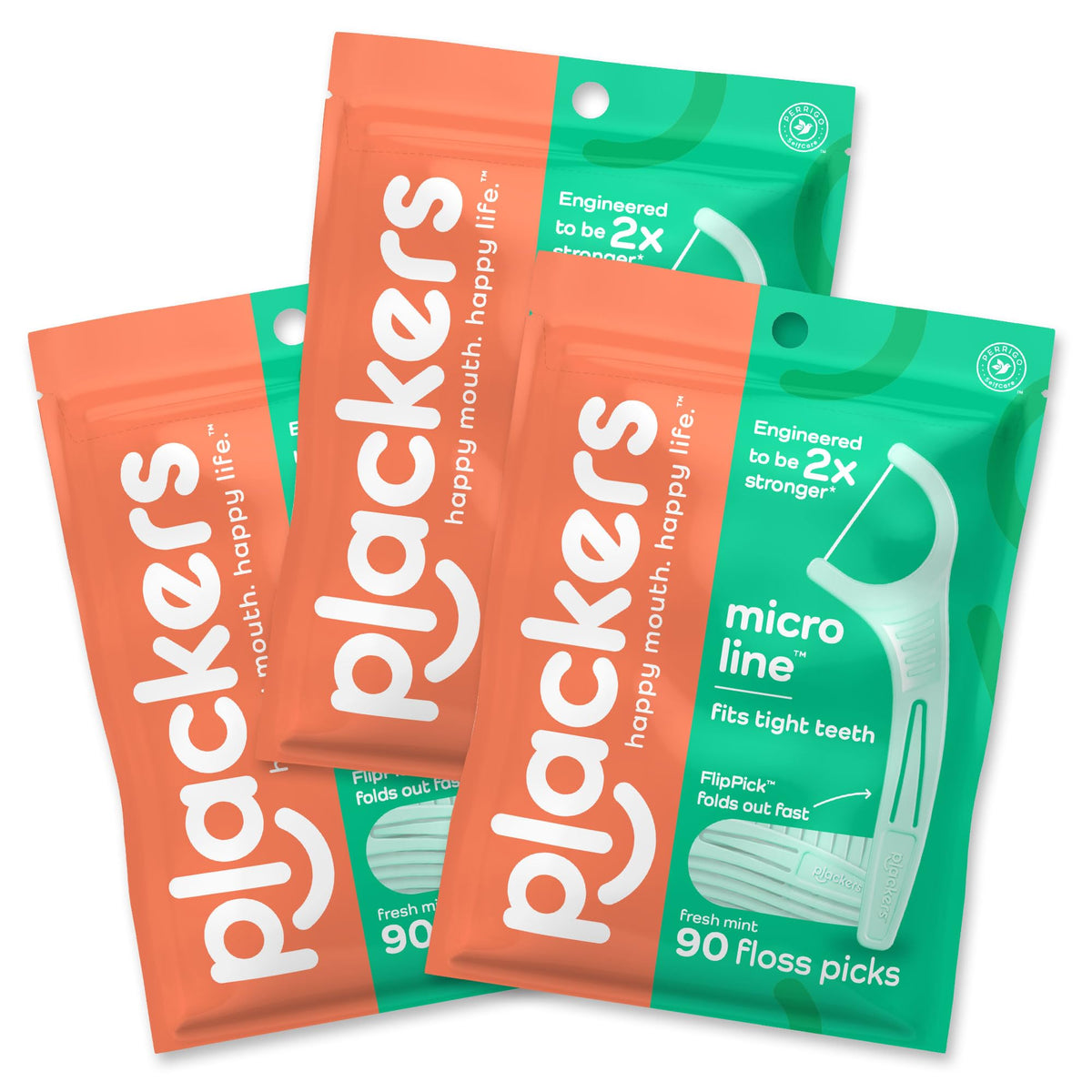 Plackers Micro Line Floss Picks, Fresh Mint, 150 Count, Pack of 4