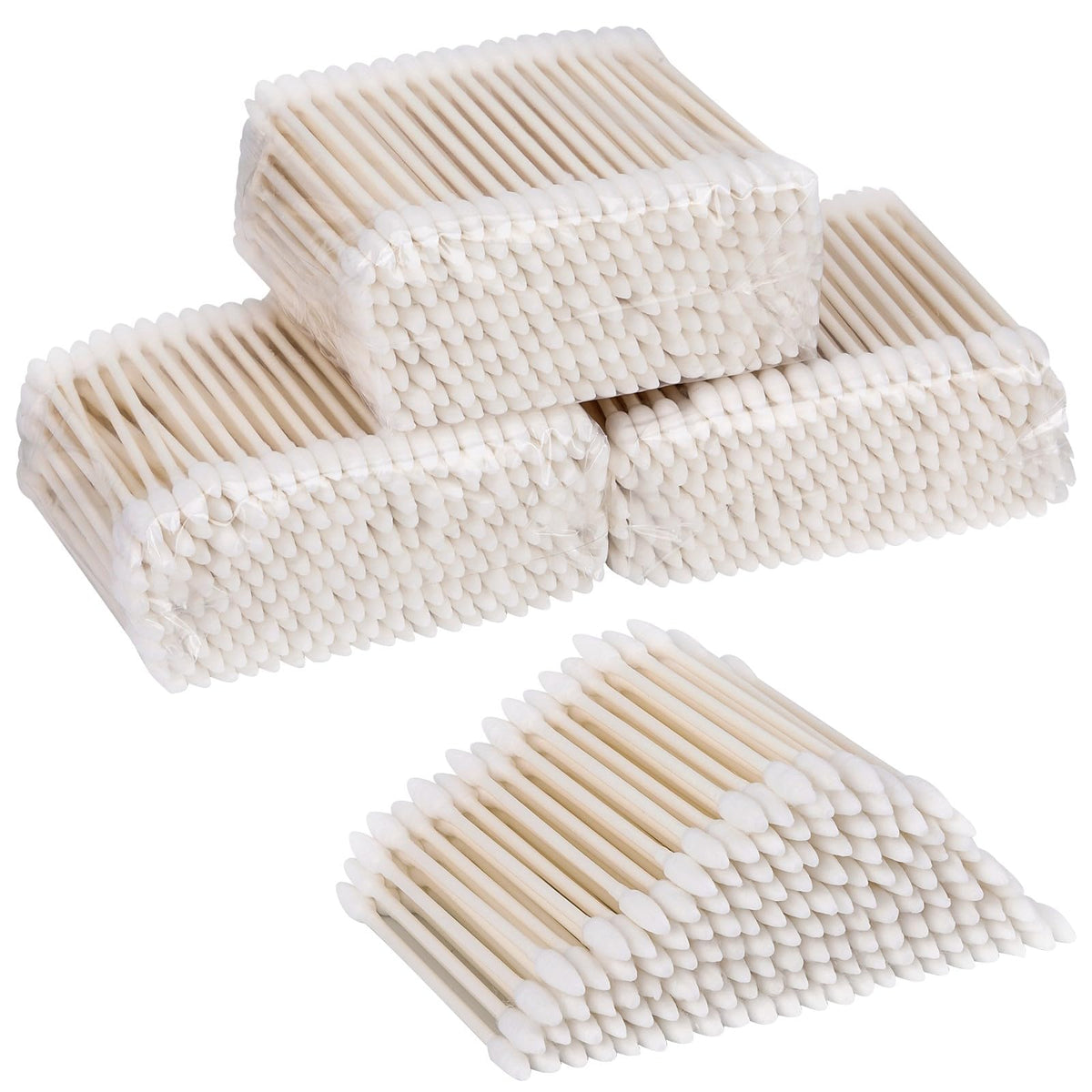 1200 Count 3" Pointed Cotton Swabs Double Precision Tip Cotton Buds with Paper Stick for Makeup