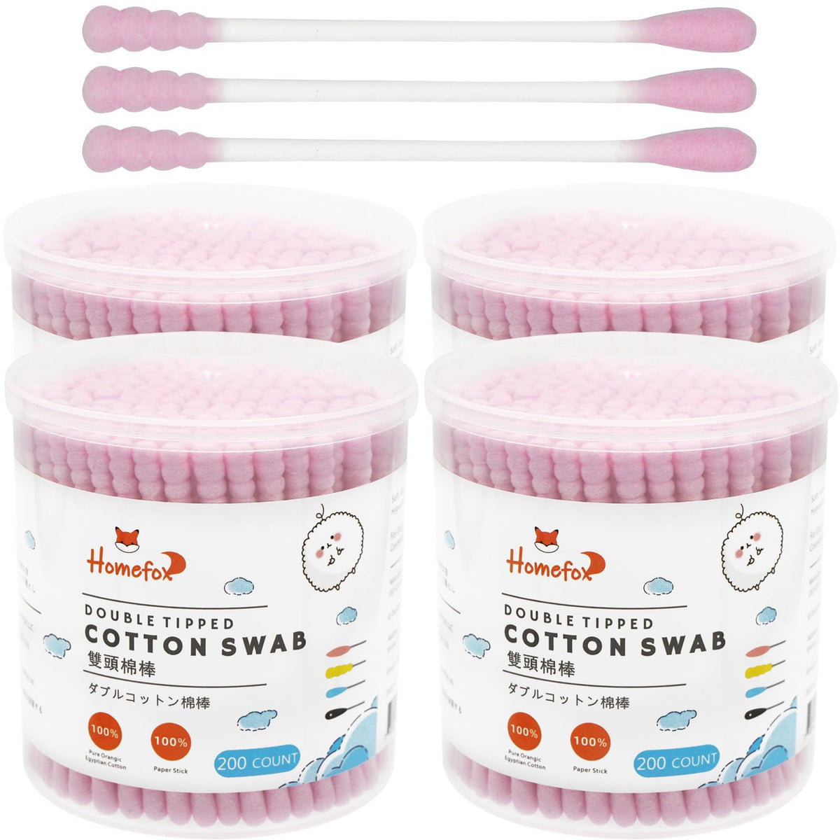 Cotton Swabs Spiral Slim - 400 Count Organic Cotton Buds Double Side Tightly Wrapped Cotton Tips Paper Stick Soft Gentle Lint-Free Cruelty-Free, Round & Spiral (White)