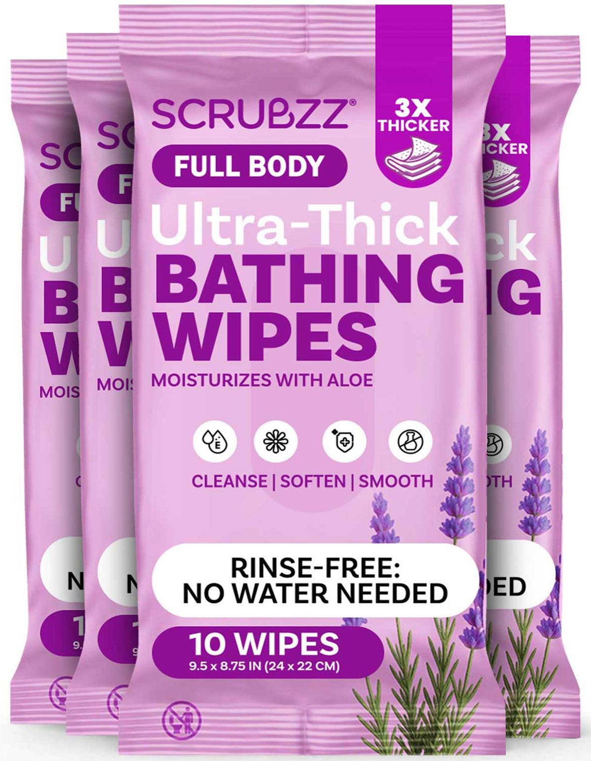 Body Wipes for Adults Bathing No Rinse - Shower Wipes for Men & Women