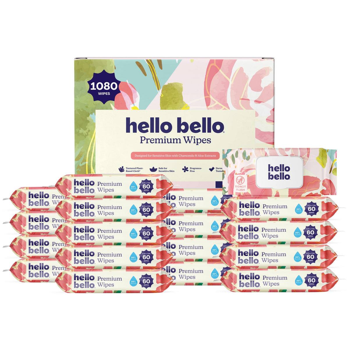 Hello Bello Premium Baby Wipes (Simply Sage) Fragrance-Free 12pk = 720ct