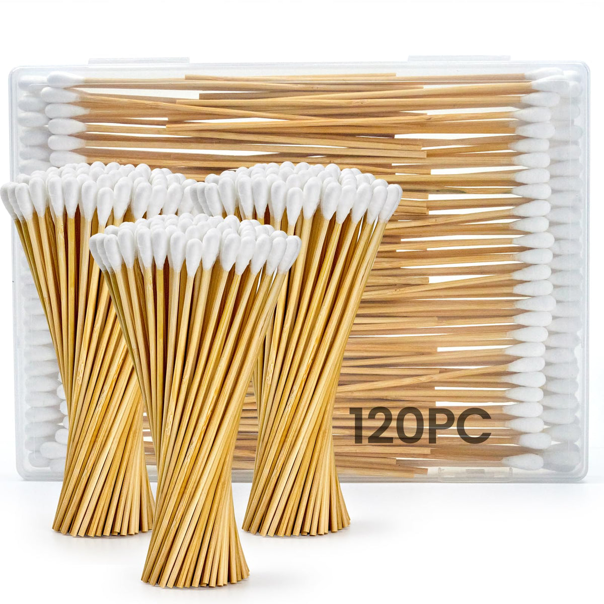 200PCS Large Cotton Swabs in Storage Box, 6 Inch Dog Ear Swabs