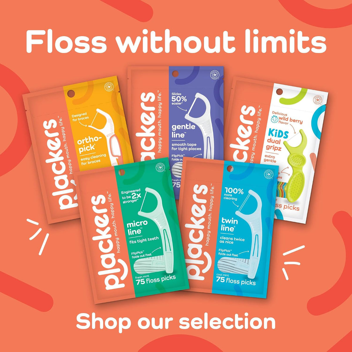Plackers Micro Line Floss Picks, Fresh Mint, 150 Count, Pack of 4