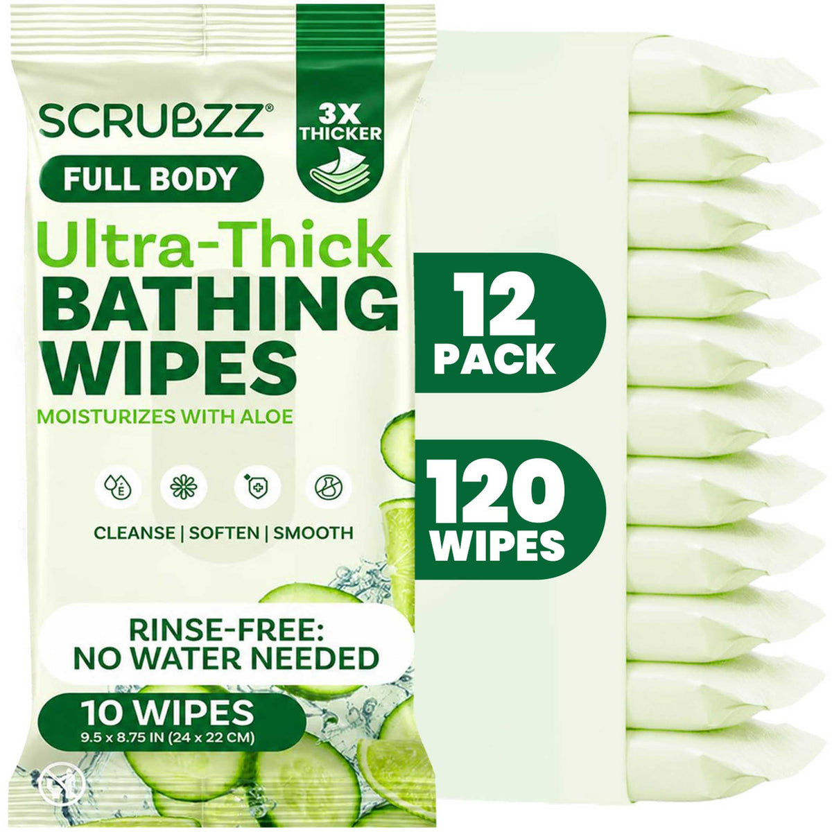 Body Wipes for Adults Bathing No Rinse - Shower Wipes for Men & Women