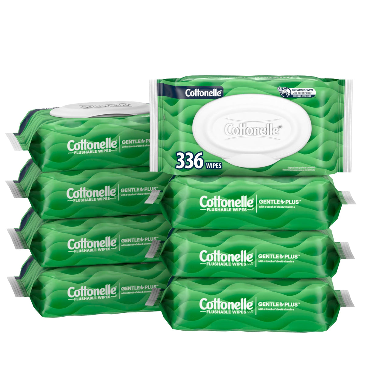 Cottonelle Fragrance Free Flushable Wipes, 8 Packs, 42 Wipes per Pack