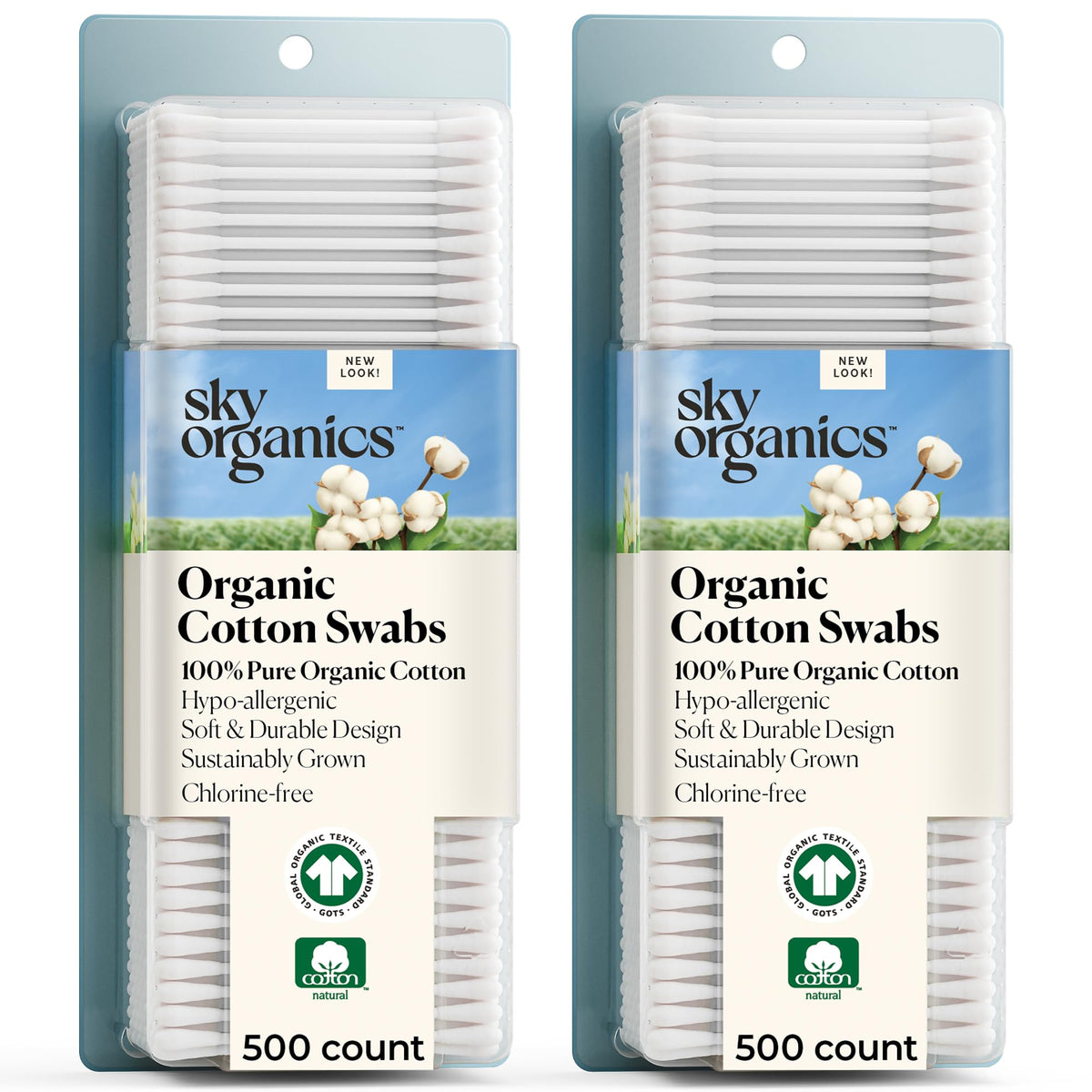 Sky Organics Organic Cotton Swabs 375 ct, 100% Pure, Natural, Chlorine-Free