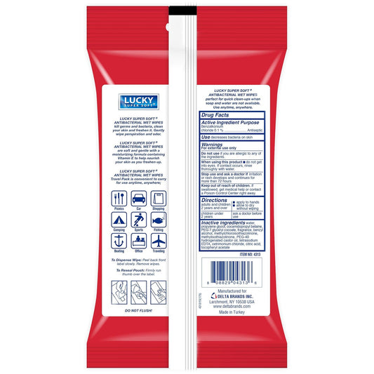Wet Wipes by Lucky Super Soft, Hand Moisturizing Towelettes, Clean Your Hands and Body Parts with Trusted Wet Wipes