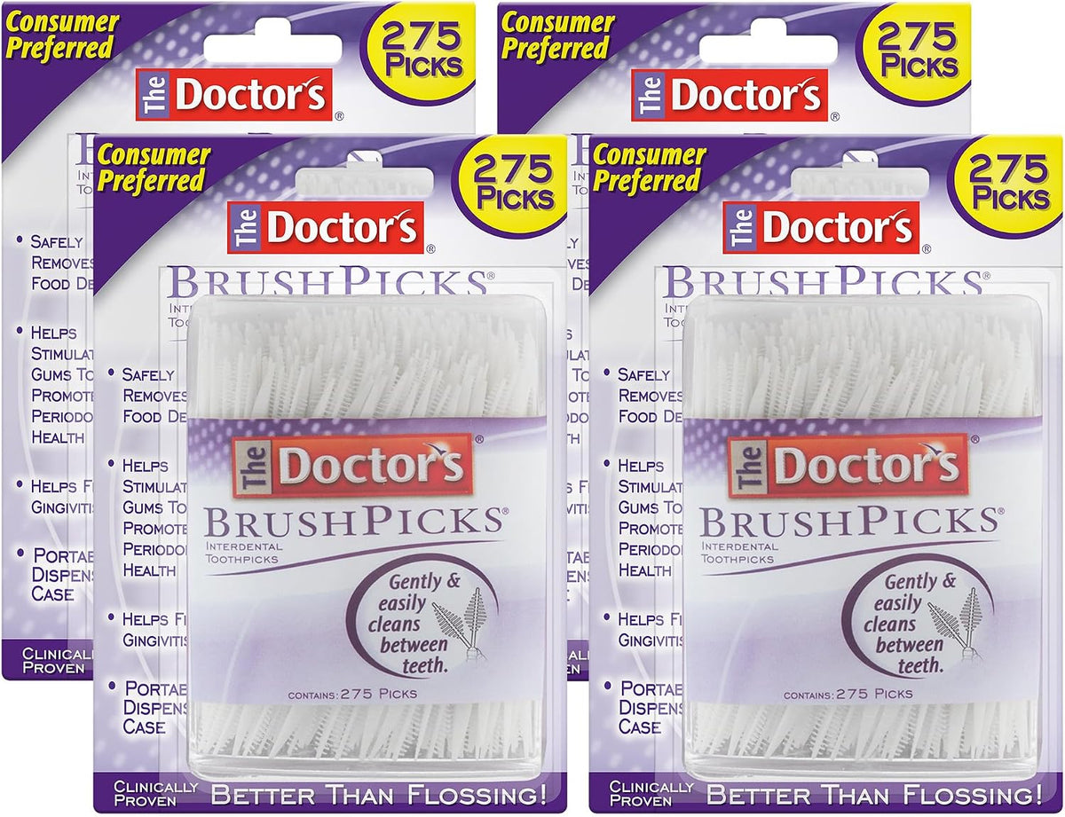The Doctor's BrushPicks Interdental Toothpicks, 1,100 Picks, 4 Pack of 275 Picks